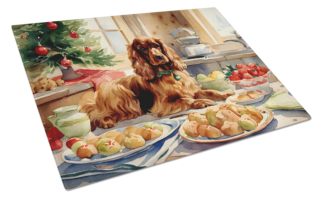 Cocker Spaniel Christmas Cookies Glass Cutting Board