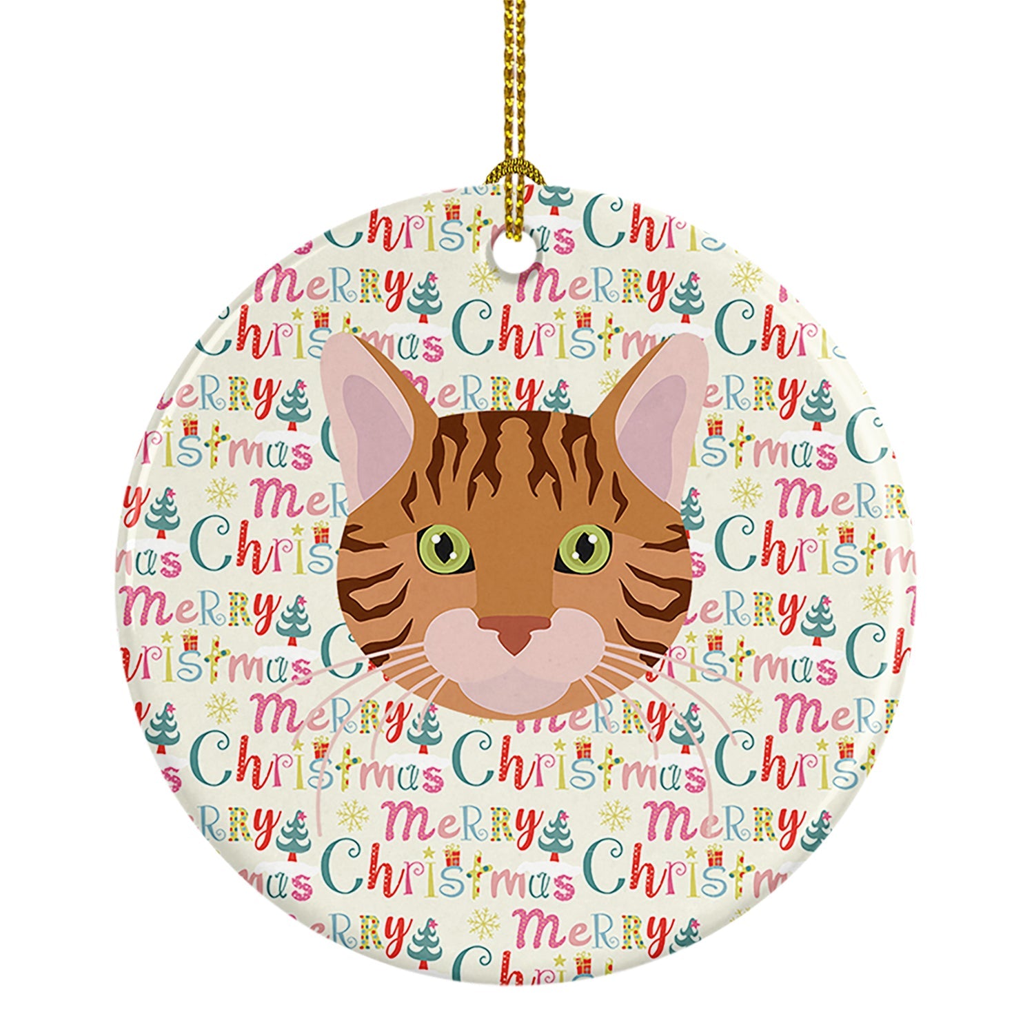 Bengal Cat Christmas Ceramic Ornament