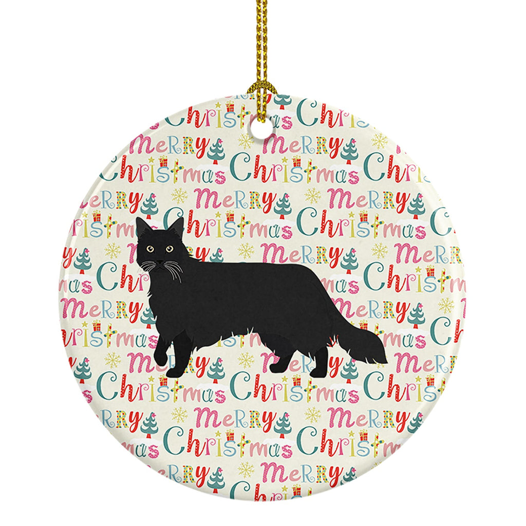 Black Chantilly Tiffany Cat Christmas Ceramic Ornament