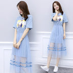 New Women's Midi T-Shirt Dress with Sheer Overlay Set | Streetwear
