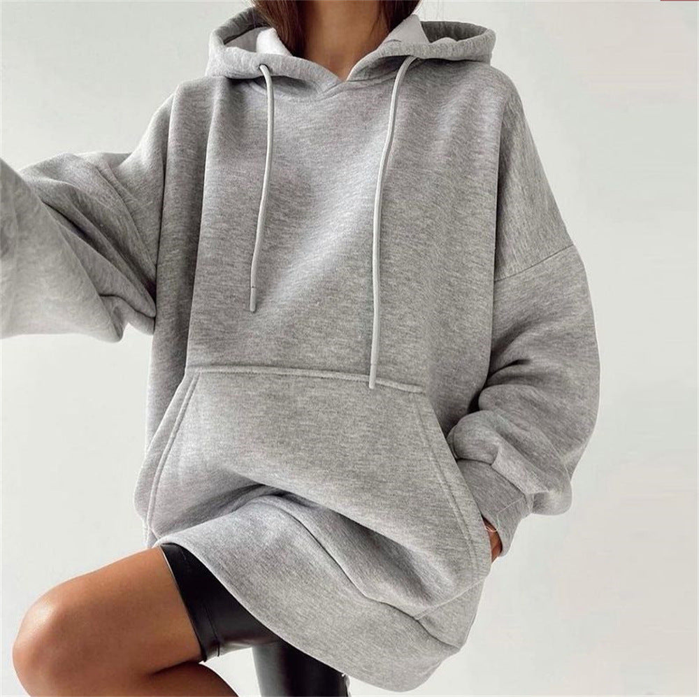 Versatile Solid Color Fleece Pullover Hoodie Sweater | Streetwear