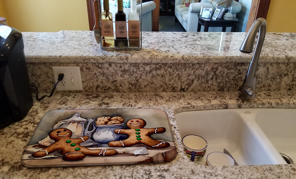 Christmas Gingerbread Men Dish Drying Mat
