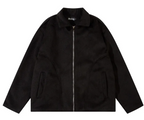 Retro High-grade Pu Handsome Woolen Coat Polo Collar Jacket