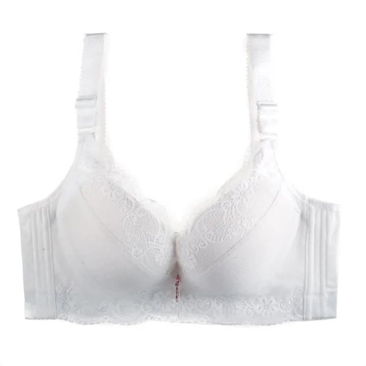 New Large Size Four-Row Adjustable Lace Bra - Supportive & Comfortable
