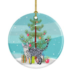 California Spangled Cat Christmas Ceramic Ornament