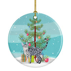 California Spangled Cat Christmas Ceramic Ornament