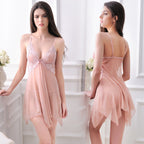 Sheer Lace Babydoll Lingerie Set