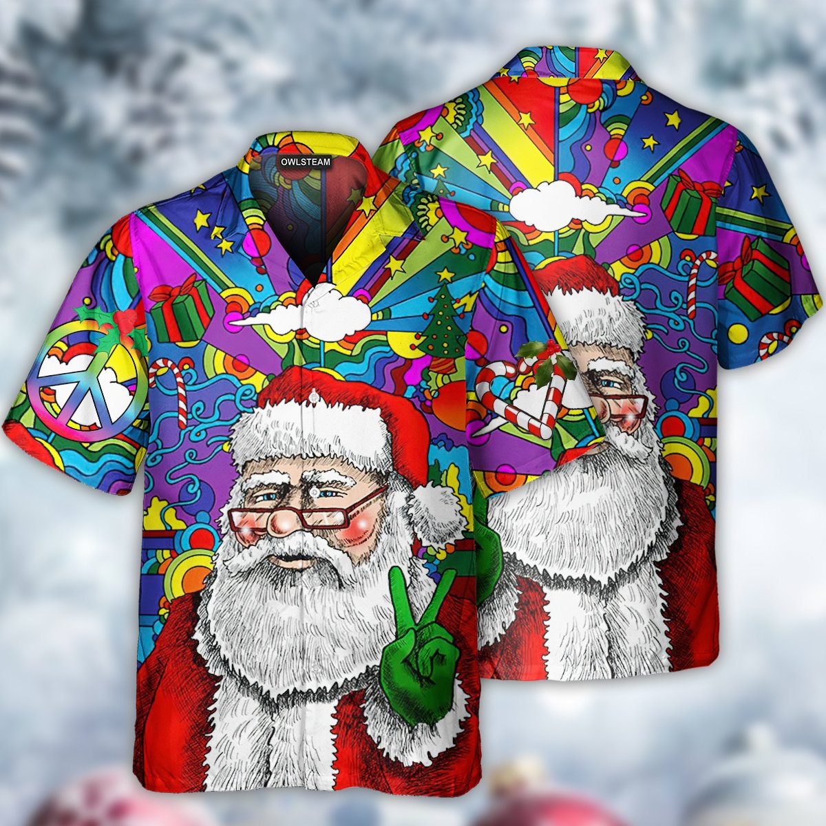 Men's Santa Claus Printed Short-Sleeved Shirt