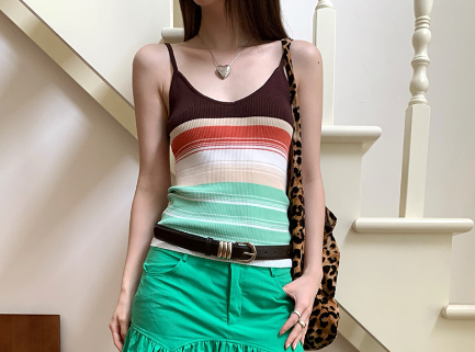 Slim Fit Backless Spaghetti Strap Knit Tank Top