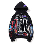 Korean Printed Long Sleeve Slouchy Loose Hoodie | Streetwear