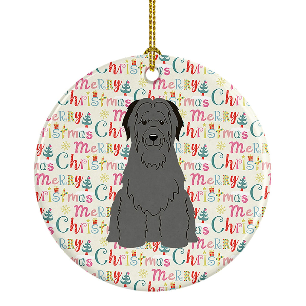 Merry Christmas Briard Black Ceramic Ornament