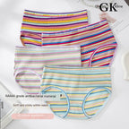 High-Waisted Cotton Plus Size Rainbow Striped Panties