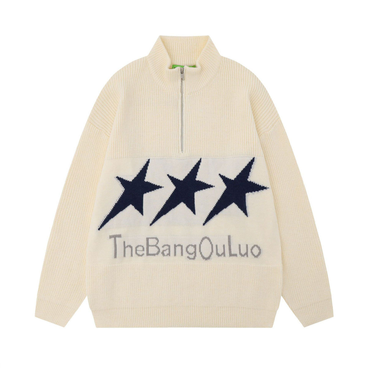 Men's Vintage XINGX Embroidered Sweater with Stand Collar