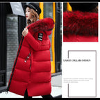 Girls' Cotton Padded Winter Coat with Fur Collar
