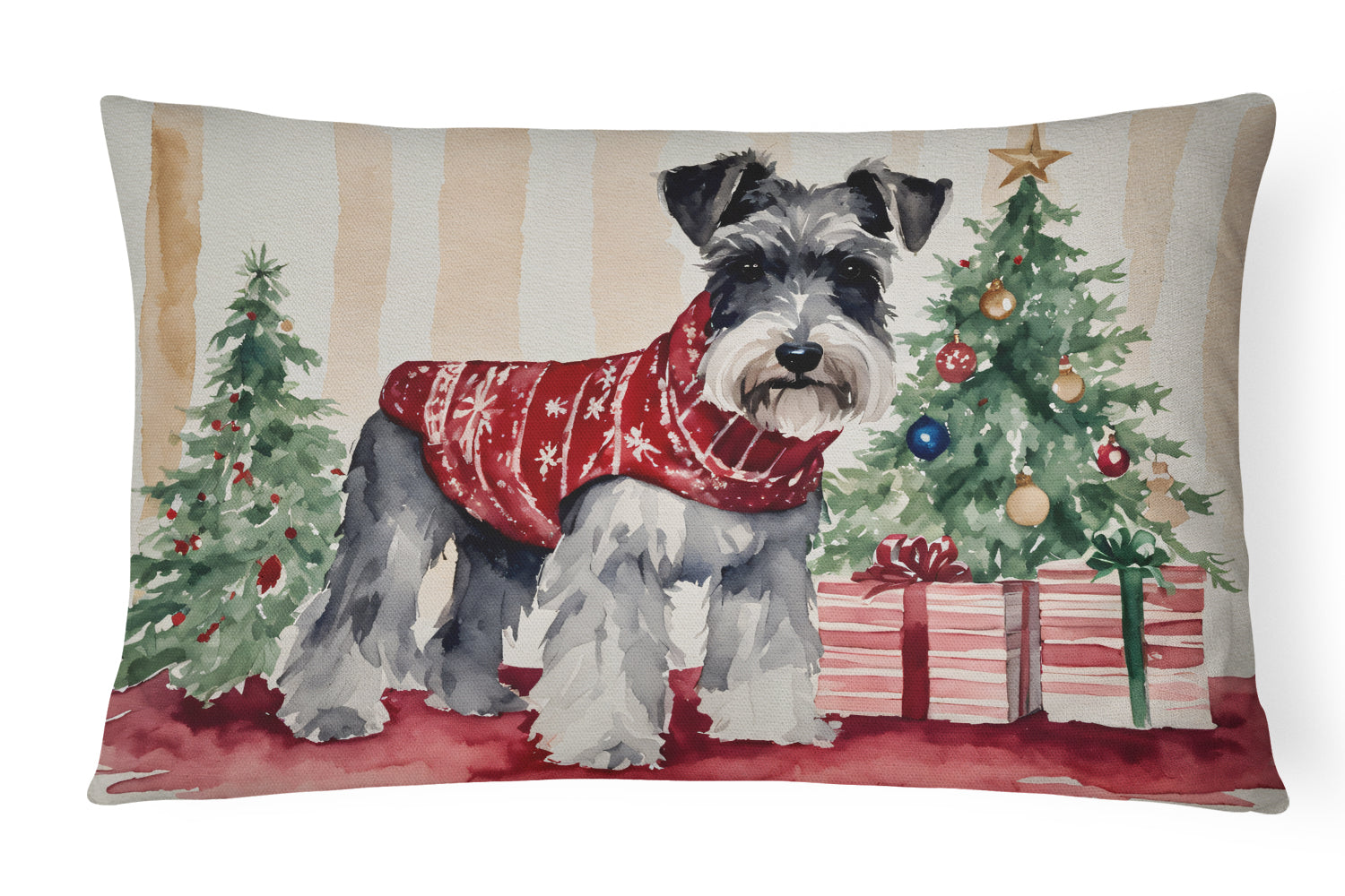 Schnauzer Christmas Throw Pillow
