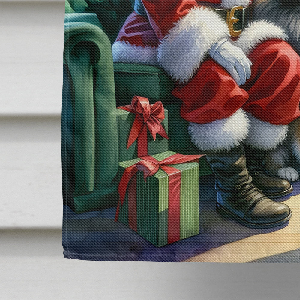 Keeshond and Santa Claus House Flag
