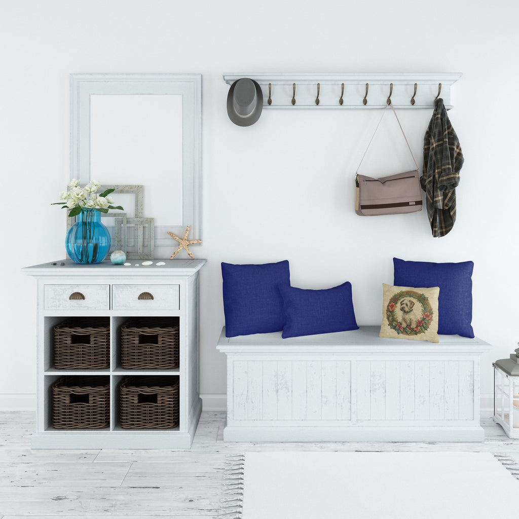 Sealyham Terrier Christmas Flowers Throw Pillow