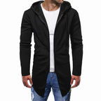 Men's Hooded Sweater Cardigan - Large Size, Mid Length