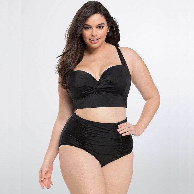 Plus Size High Waist Retro Women's Swimsuit Bikini