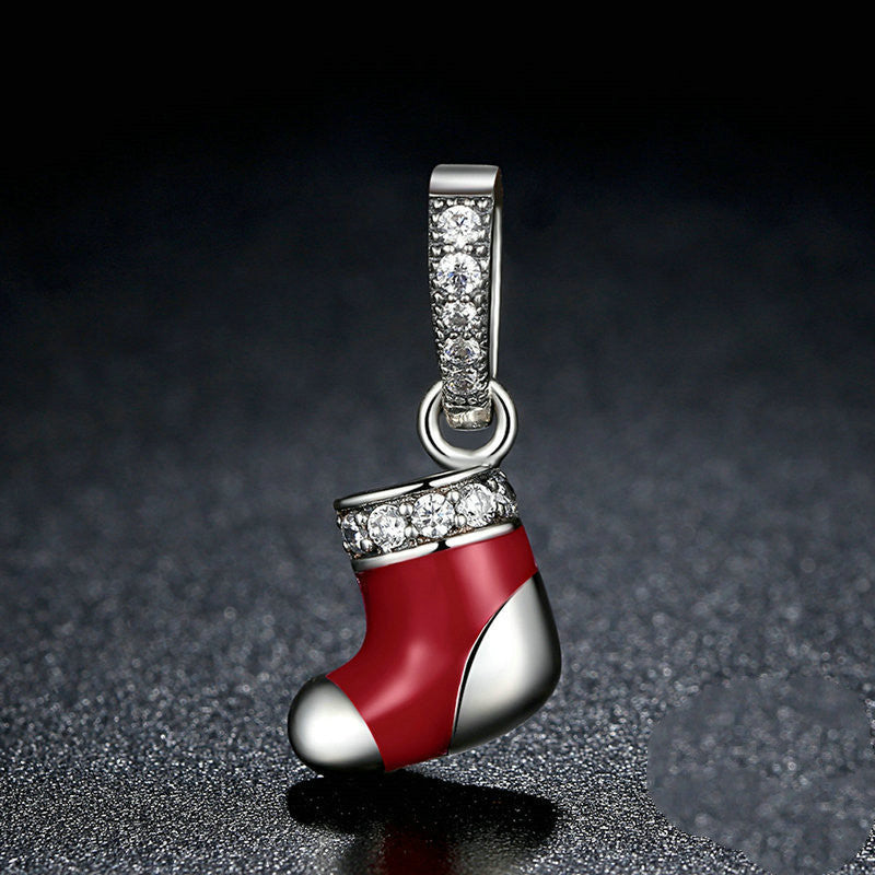Red Christmas Stocking Boot Pendant (Small)