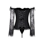 Sexy Lace Bodysuit with Back Tie and Long Sleeves