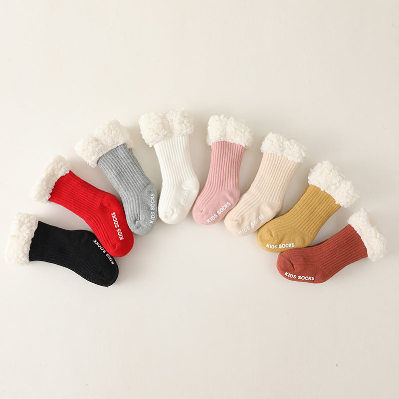 Super Thick Solid Color Lamb Wool Socks for Kids
