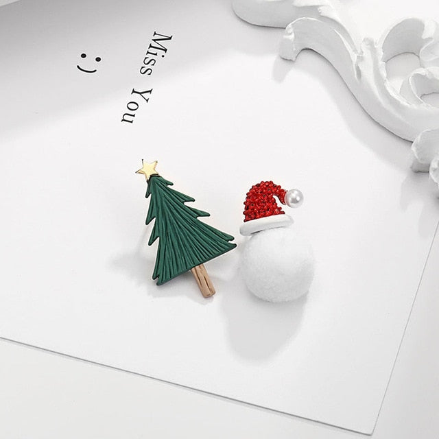 Korean Style Silver Stud Earrings with Christmas Tree