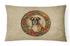 Boxer Christmas Flowers Throw Pillow