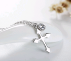Cross Pendant Necklace with Zirconia Charm