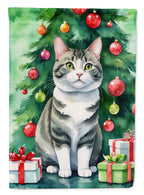 Korean Bobtail Cat By the Christmas Tree Garden Flag