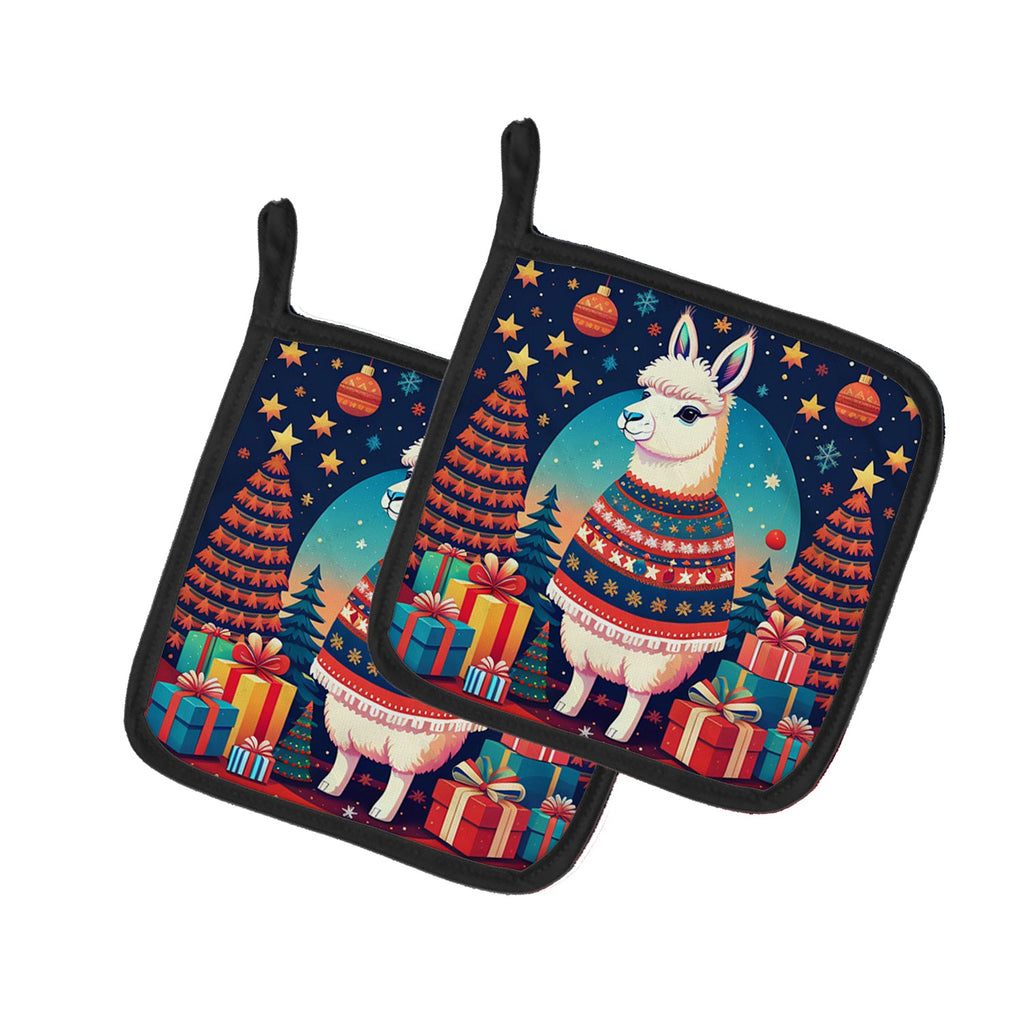 Llama Christmas Pair of Pot Holders