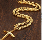 18k Gold-Plated Cross Pendant Byzantine Chain