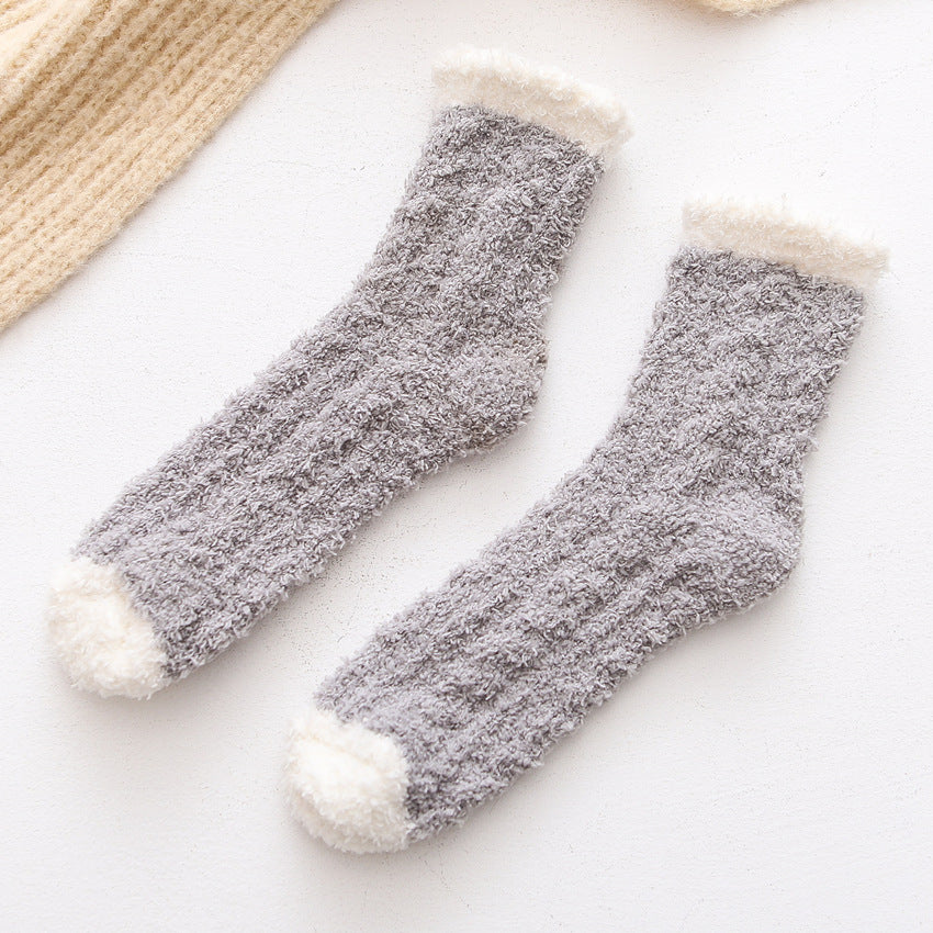 Color Twist Coral Fleece Winter Tube Socks