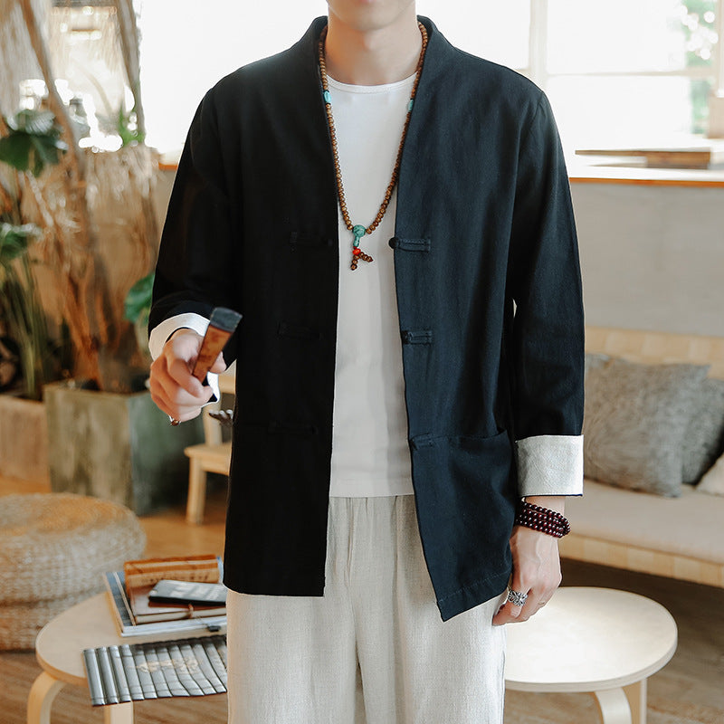 Men's Traditional Chinese Cotton Linen Tang Suit Jacket