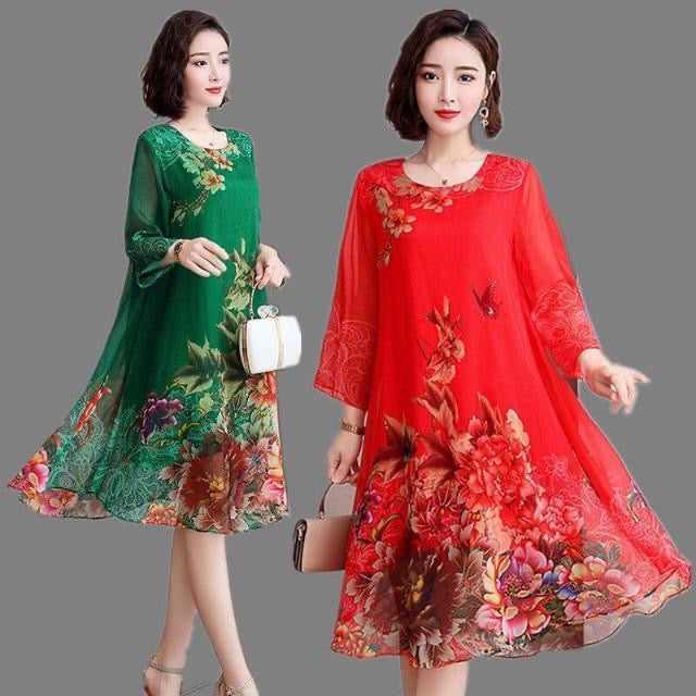 Chic Floral Cotton Dress for Plus Size Women