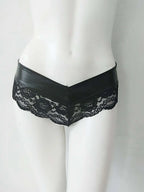 Women's Lace Thong Patent Leather Shorts