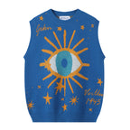 Men's Eye Jacquard Round Neck Waistcoat Sweater