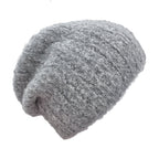 Gray Loop Knit Alpaca Beanie | Embroidered Cap