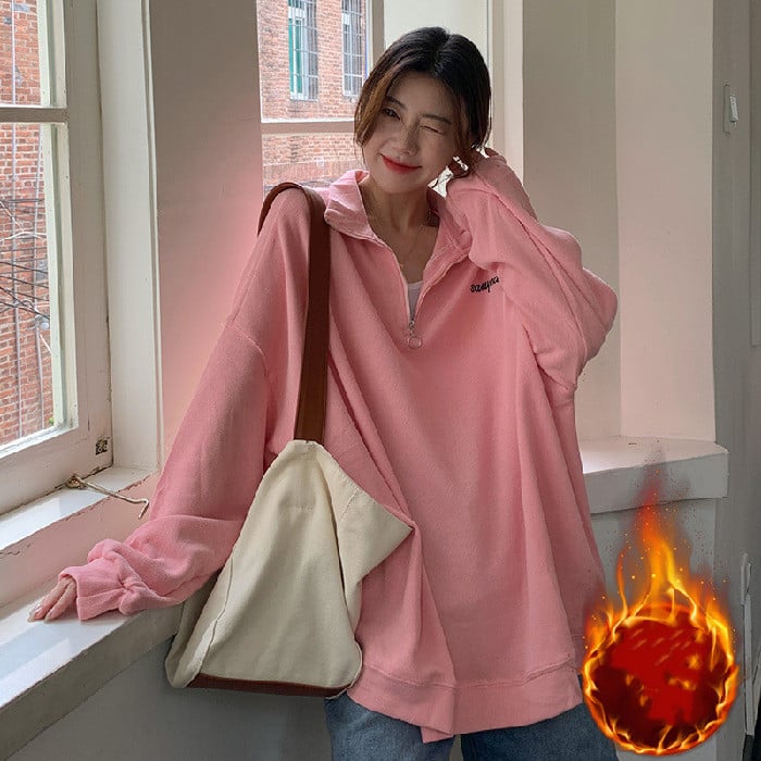 Women's Mid-Length Velvet Stand Collar Sweater