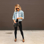 Women's Cropped Ripped Denim Jacket
