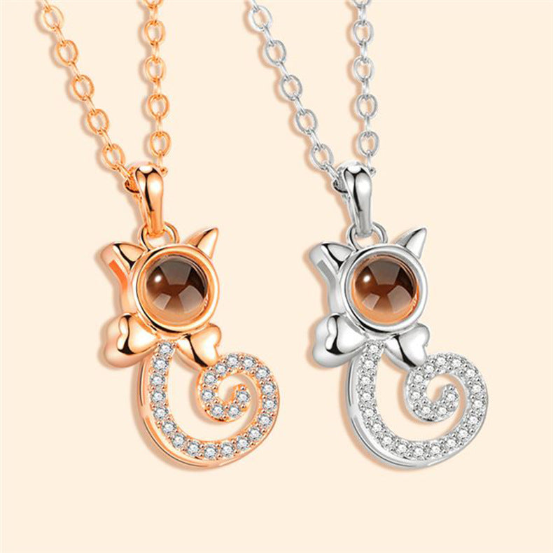 Cat Projection Pendant Necklace