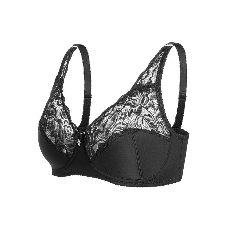 Large Ultra-Thin Lace Bra with Steel Ring and Adjustable Fit