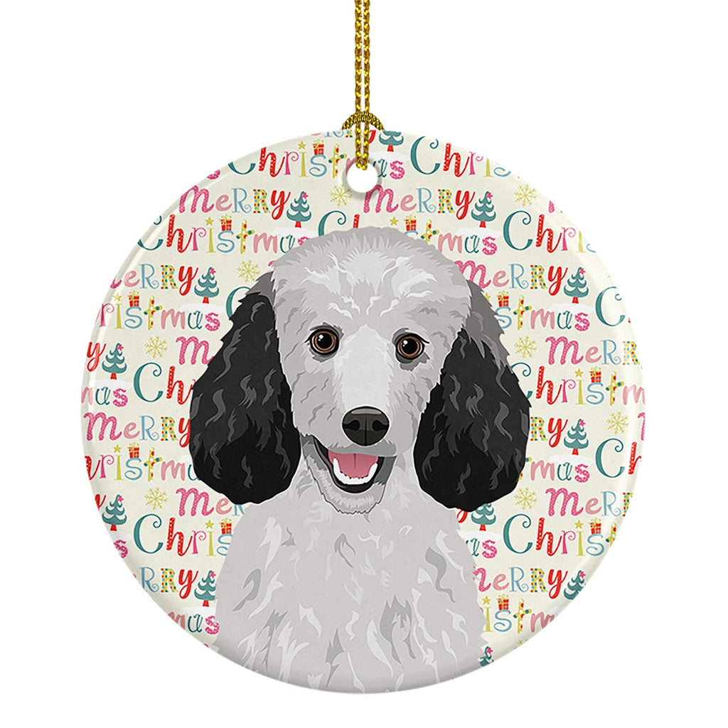 Poodle Standard Silver Christmas Ceramic Ornament