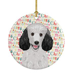 Poodle Standard Silver Christmas Ceramic Ornament