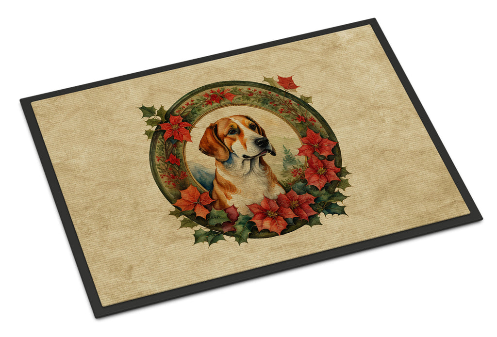 English Foxhound Christmas Flowers Doormat