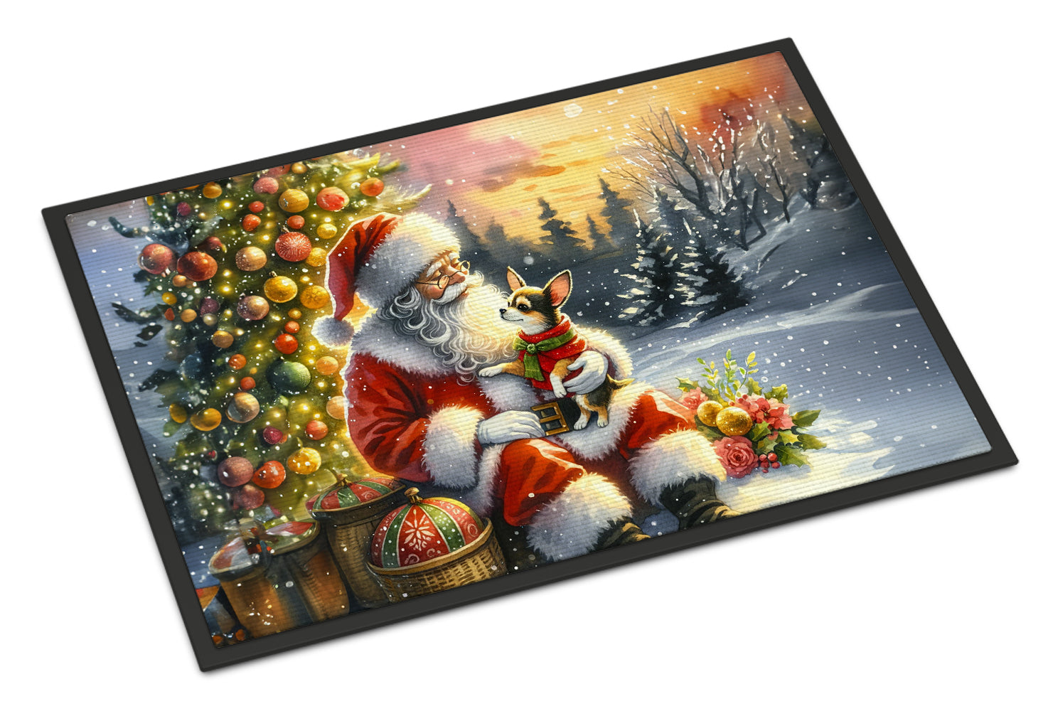 Chihuahua and Santa Claus Doormat