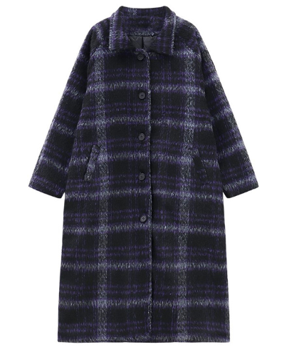 Women's Retro Plaid Woolen Coat