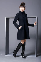 Hooded Double Breasted Overcoat Cape Windbreaker
