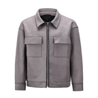 High Street Solid Color Hip-hop Leather Velvet Padded Zipper Jacket
