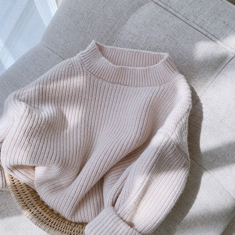 Children's Solid Color Casual Sweater in Candy Colors